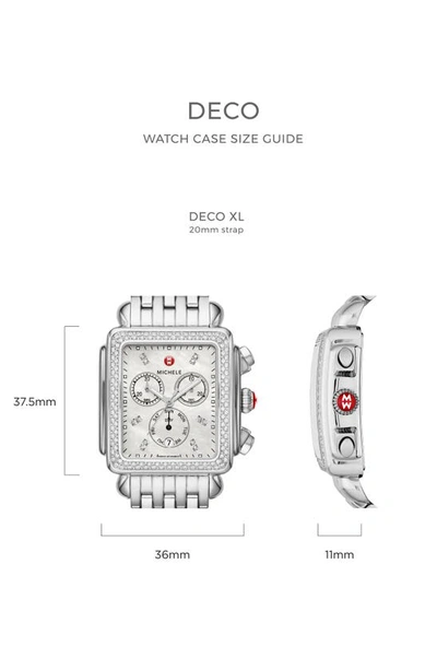 Shop Michele Deco Xl Pavé Diamond Chronograph Watch Head & Bracelet, 33mm In Ttyg Mop