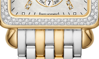 Shop Michele Deco Xl Pavé Diamond Chronograph Watch Head & Bracelet, 33mm In Ttyg Mop