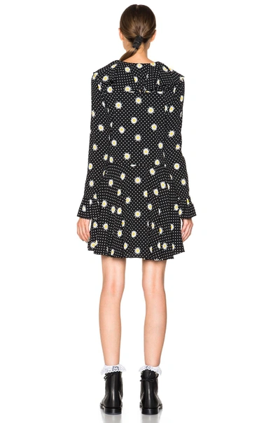 Shop Saint Laurent Daisy Print Dress In Black & Shell