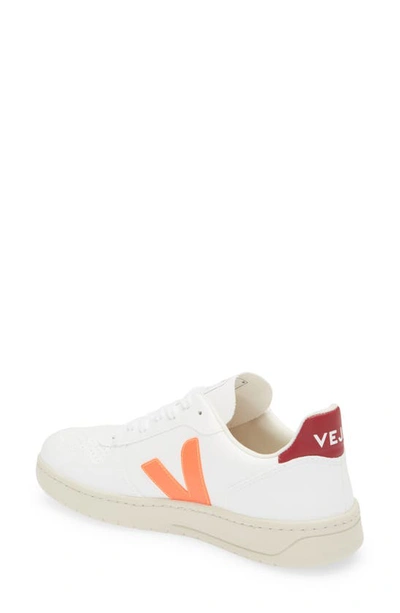 Shop Veja V-10 Low Top Sneaker In White Orange Fluo Marsala