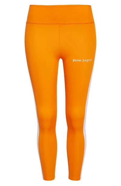 Shop Palm Angels Logo Track Leggings In Orange White