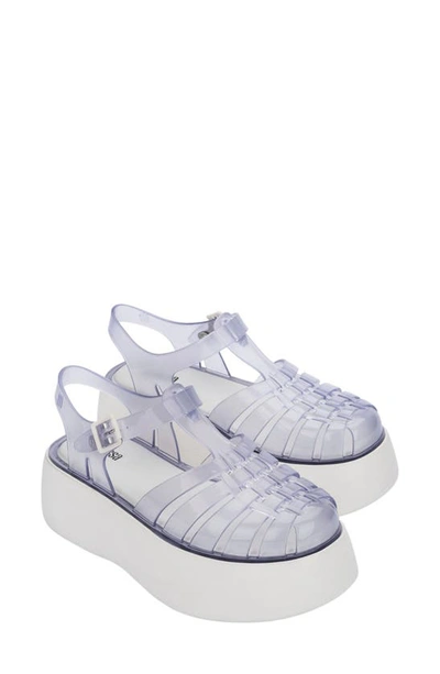 Shop Melissa Possession Plato Platform Jelly Sandal In Clear/ White