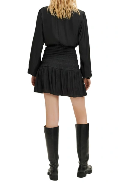 Shop Maje Rovely Smocked Long Sleeve Cutout Dress In Black