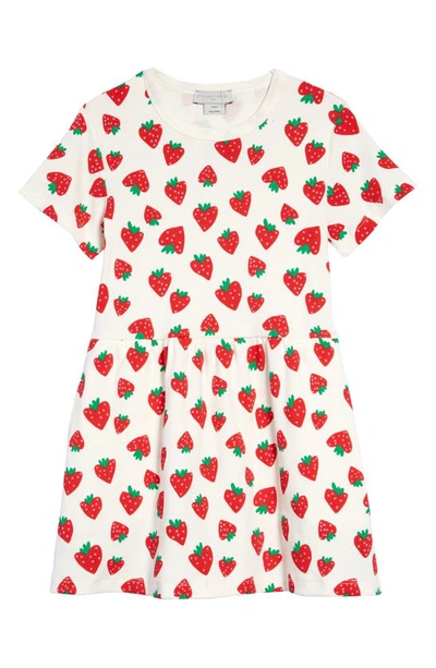 Shop Stella Mccartney Kids' Strawberry Print Cotton Fit & Flare Dress In 100ro Red