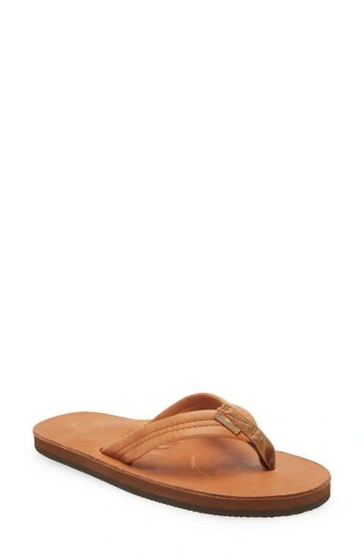 Shop Rainbow Luxury Flip Flop In Tahitian Tan Leather