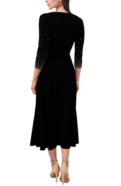 Chaus Embellished Tie Waist Midi Dress In Black