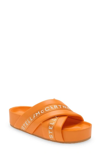 Shop Stella Mccartney Vesta Logo Slide Sandal In 7501 Bright Orange
