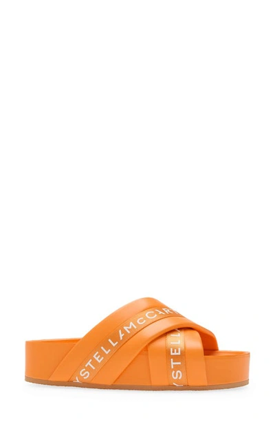 Shop Stella Mccartney Vesta Logo Slide Sandal In 7501 Bright Orange