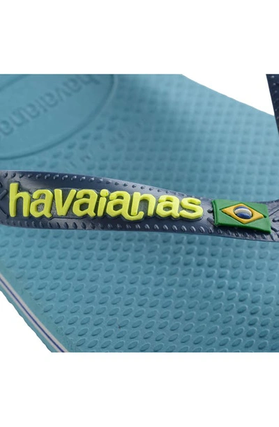 Shop Havaianas Kids' Brazil Logo Flip Flop In Nautical Blue