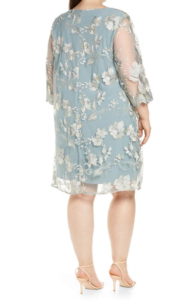 Shop Alex Evenings Embroidered Lace Mock Jacket Cocktail Dress In Ice Sage