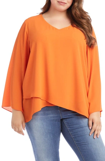 Shop Karen Kane Slit Bell Sleeve Top In Orange
