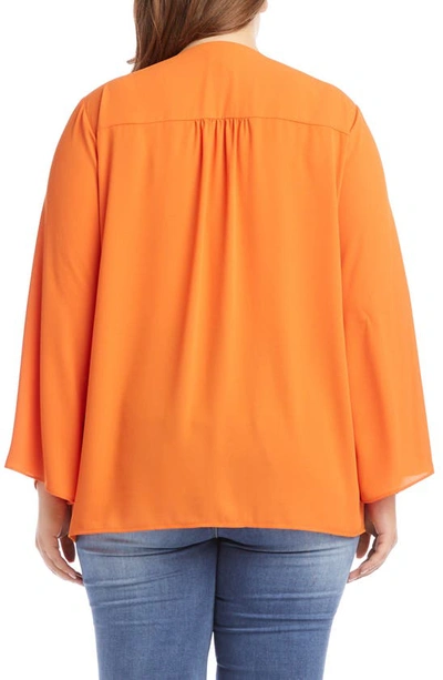 Shop Karen Kane Slit Bell Sleeve Top In Orange