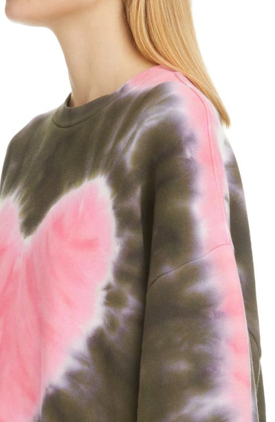 Shop Acne Studios Fyre Couer Tie Dye Cotton Sweatshirt In Dark Brown/ Pink