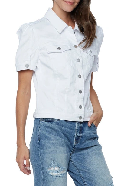Wash Lab Denim Puff Sleeve Denim Jacket In Bleached White