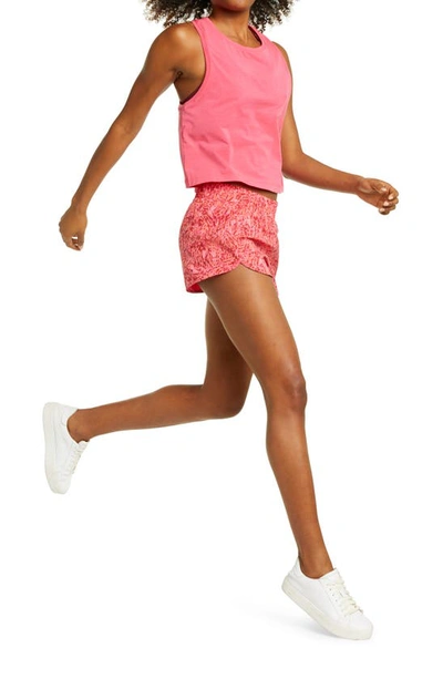 Shop Zella Altitude Running Shorts In Pink Lemonade Splash Camo