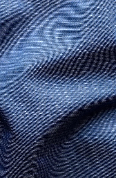 Shop Eton Slim Fit Cotton & Linen Dress Shirt In Medium Blue