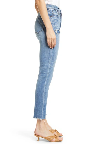 Shop Moussy Vintage Hammond Frayed Hem High Waist Ankle Skinny Jeans In Light Blue