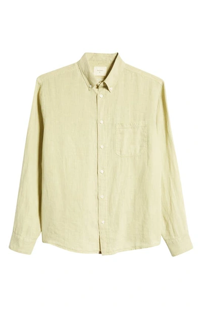 Shop Billy Reid Tuscumbia Standard Fit Linen Button-down Shirt In Sea Grass