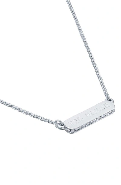 Shop Ted Baker Scarl Sparkle Bar Pendant Necklace In Silver Tone Clear Crystal