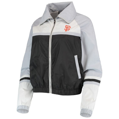 The Wild Collective Black San Francisco Giants Colorblock Track Raglan Full-zip Jacket In Black