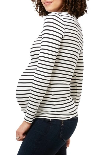Shop Nom Maternity Liv Maternity T-shirt In White/black Stripe