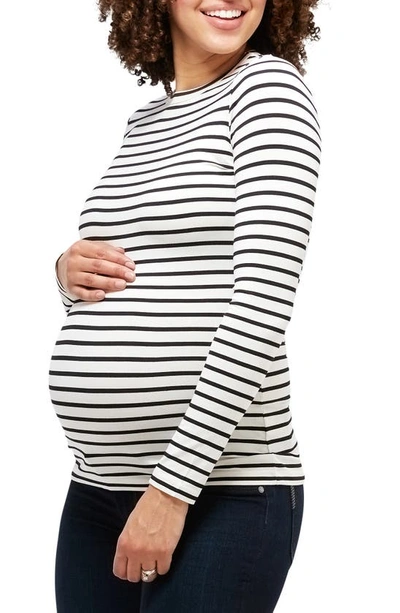 Shop Nom Maternity Liv Maternity T-shirt In White/black Stripe