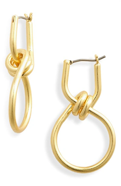 Shop Madewell Knotted Drop Hoop Earrings In Vintage Gold