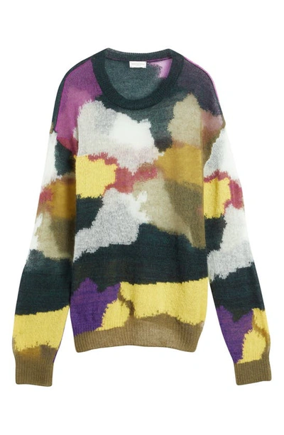 Jazzy Intarsia Mohair Blend Sweater In Bottle 605
