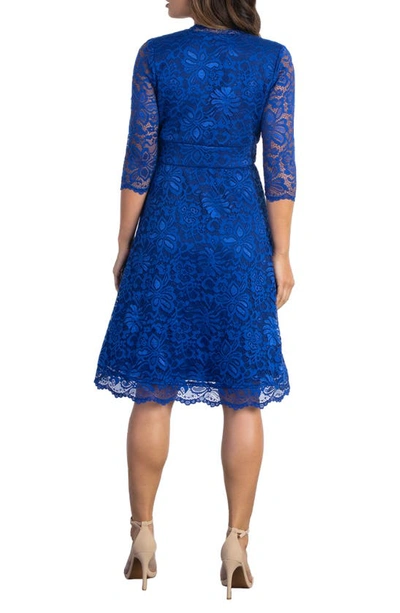 Shop Kiyonna Missy Lace Elbow Sleeve Dress In Sapphire