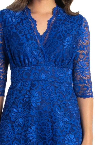 Shop Kiyonna Missy Lace Elbow Sleeve Dress In Sapphire