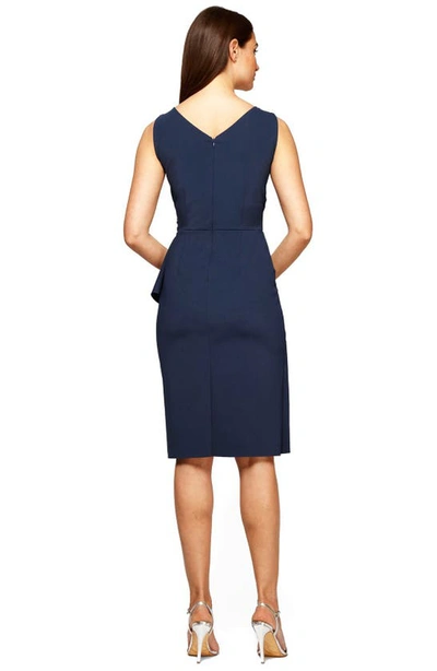 Alex Evenings Side Ruched Cocktail Dress In Navy