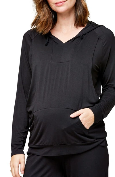 Shop Nom Maternity Simone Maternity/nursing Hoodie In Black