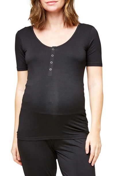 Shop Nom Maternity Rhys Maternity/nursing Pajama Top In Black