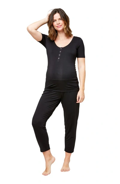 Shop Nom Maternity Rhys Maternity/nursing Pajama Top In Black