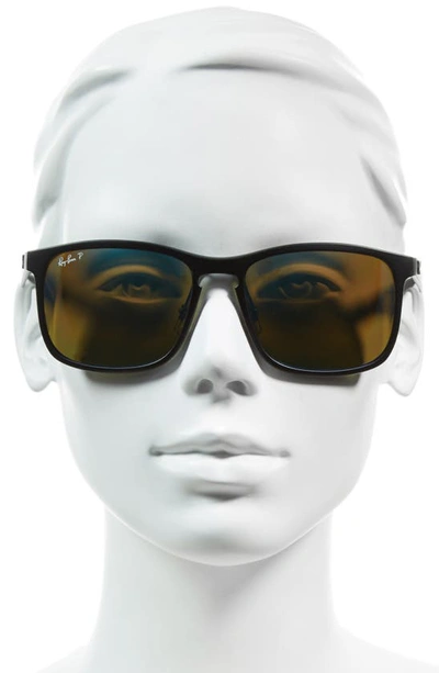 Ray Ban 58mm Rectangle Sunglasses In Matte Black/dnu
