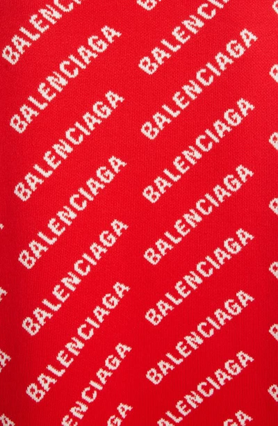 Shop Balenciaga Mini Logo Jacquard Oversize Cardigan In Red/ White