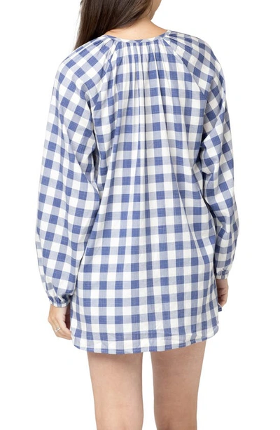 Shop Nom Maternity Provence Print Maternity Shirt In Navy/ White Plaid