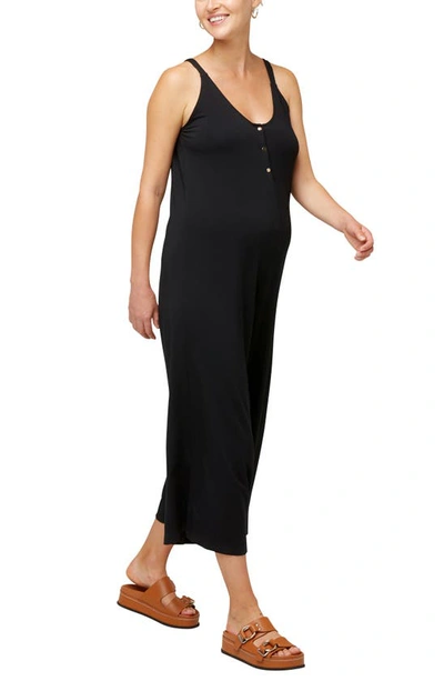 Shop Nom Maternity Chelsea Wide Leg Maternity/nursing Jumpsuit In Black