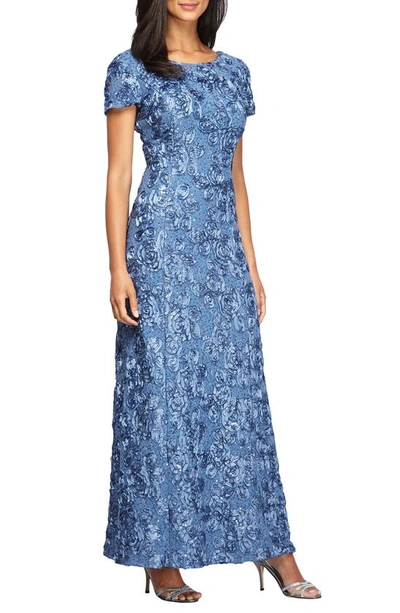 Shop Alex Evenings Embellished Lace A-line Evening Gown In Brush Periwinkle