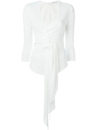 Givenchy Low-cut Knot Tie Blouse In White