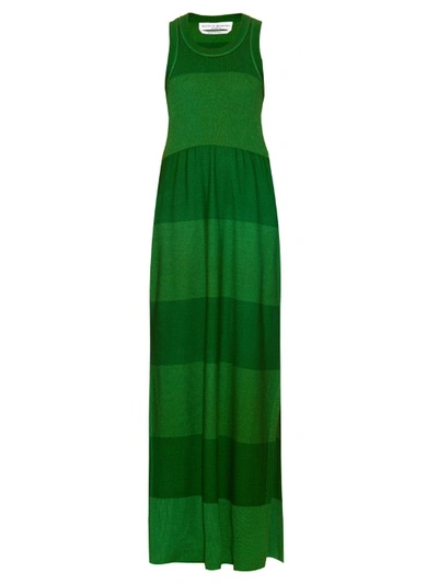 Sonia Rykiel Striped Wool And Silk-blend Dress In Tonal-green Wide-stripe