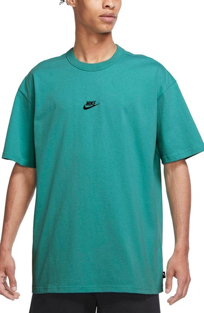 Shop Nike Premium Essential Cotton T-shirt In Washed Teal/ Black