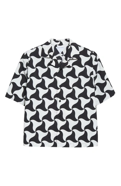 Shop Bottega Veneta Ghost Print Short Sleeve Button-up Camp Shirt In Black/ White