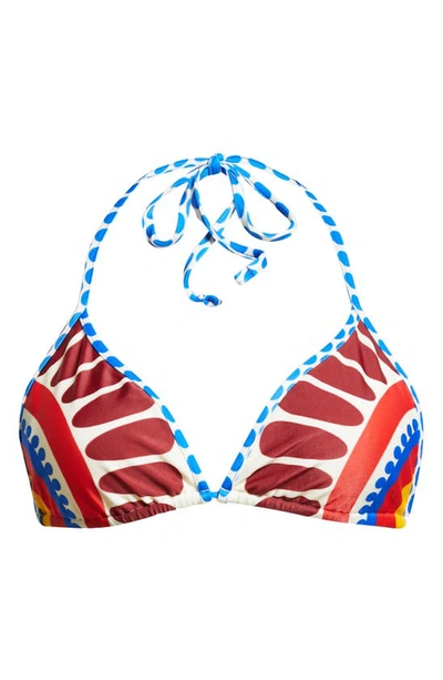 La Doublej Abstract Print Halterneck Bikini Top In Solar Placee