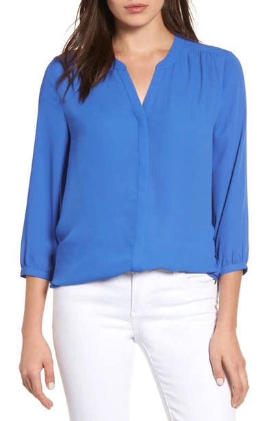 Shop Nydj High/low Crepe Blouse In Ultramarine