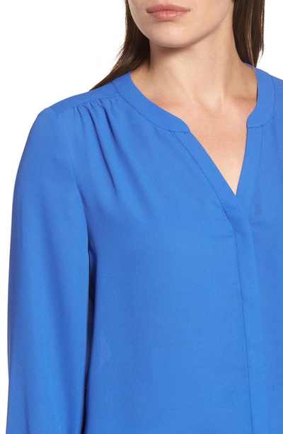 Shop Nydj High/low Crepe Blouse In Ultramarine