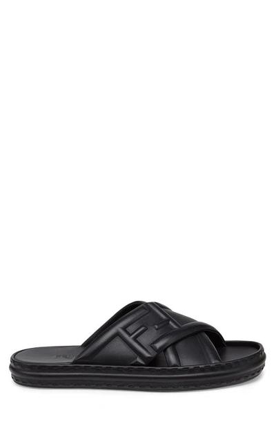 Shop Fendi Ff Slide Sandal In Black
