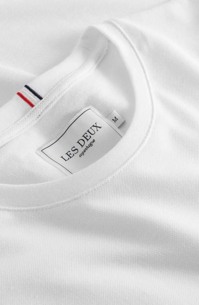 Shop Les Deux Cotton Piqué Crewneck T-shirt In White