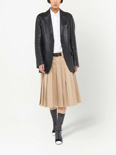 Shop Miu Miu Nappa Leather Single-breased Blazer In Black