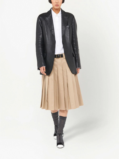 Miu Miu Nappa Leather Single-breasted Blazer In Black